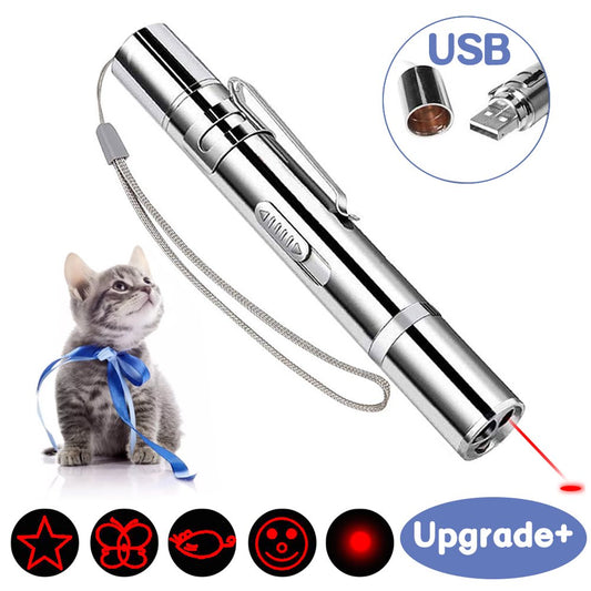 SIPULASI Cat Laser Pointer Toy USB Rechargeable,Pet Training Exercise Chaser Toy,5 Pattern