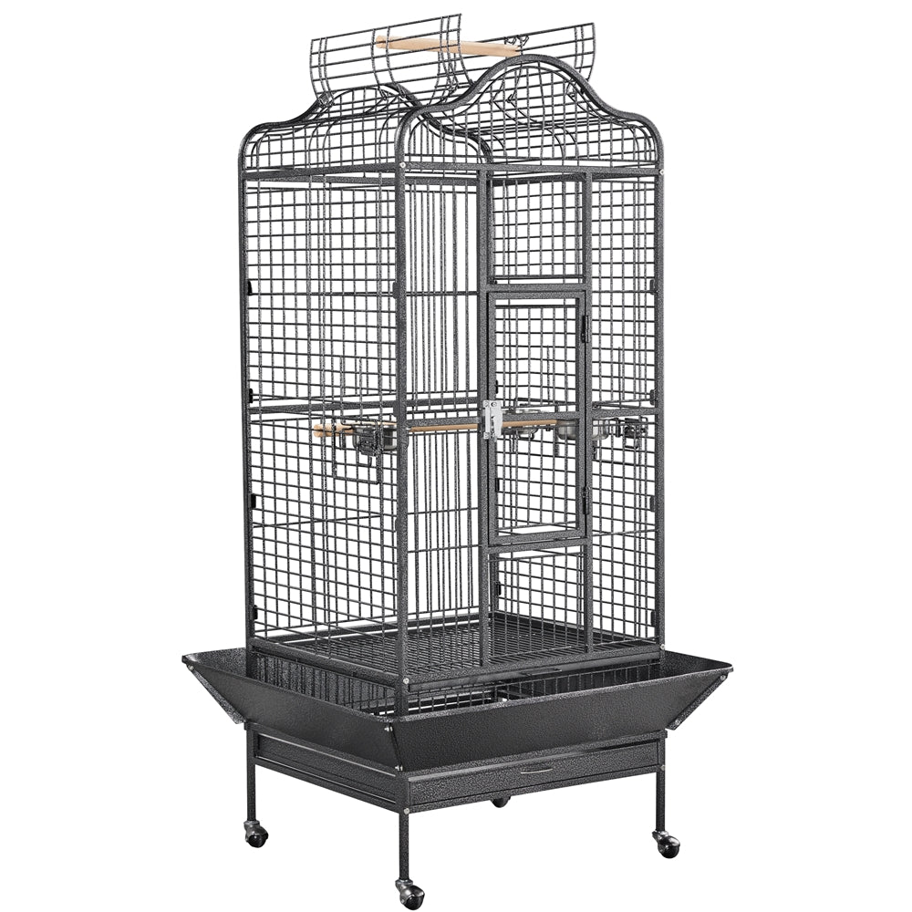 Topeakmart 63" H Playtop Large Rolling Metal Bird Cage Extra Large Birdcage with Stand Black Animals & Pet Supplies > Pet Supplies > Bird Supplies > Bird Cages & Stands Topeakmart   