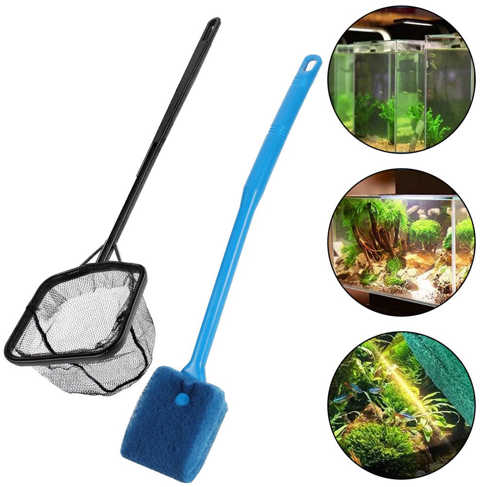 Taihexin 2 Pcs Aquariums Fish Net for Tank, Fish Tank Cleaning Net with Cleaning Brush, Nylon Long Handle Fish Tank Net Animals & Pet Supplies > Pet Supplies > Fish Supplies > Aquarium Fish Nets TAIHEXIN   