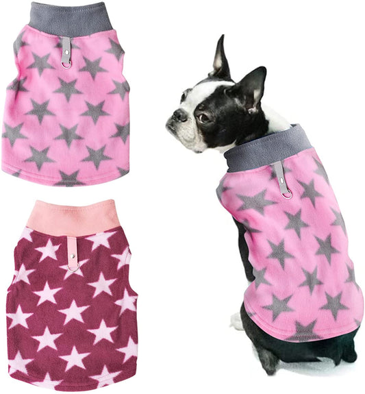 Pack of 2 Dog Sweater with Leash Ring Warm Dog Fleece Vest Dog Pullover Jacket Winter Dog Clothes for Puppy Small Dogs Cats Chihuahua (S, Star) Animals & Pet Supplies > Pet Supplies > Dog Supplies > Dog Apparel K ERATISNIK STAR XL 