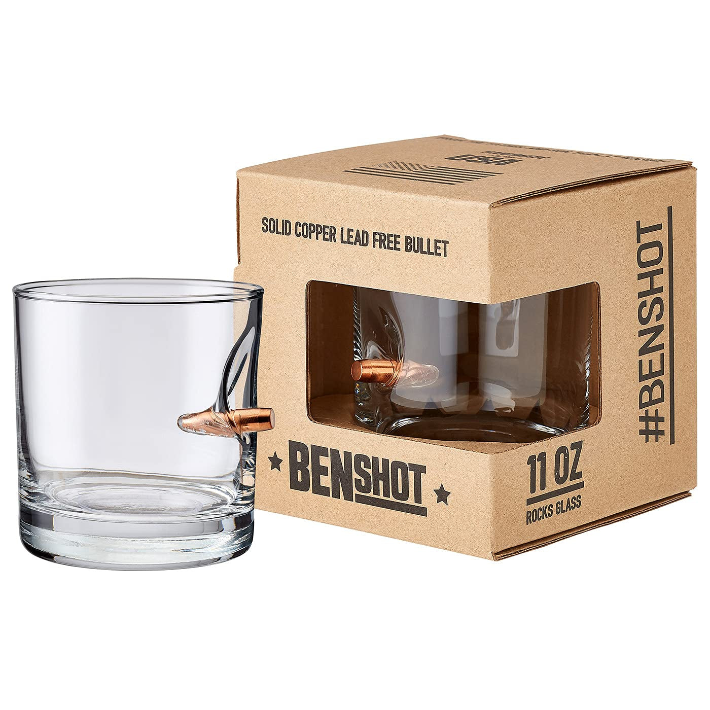 The Original Benshot Bullet Rocks Glass with Real .308 Bullet - 11Oz | Made in the USA Animals & Pet Supplies > Pet Supplies > Dog Supplies > Dog Apparel BenShot   
