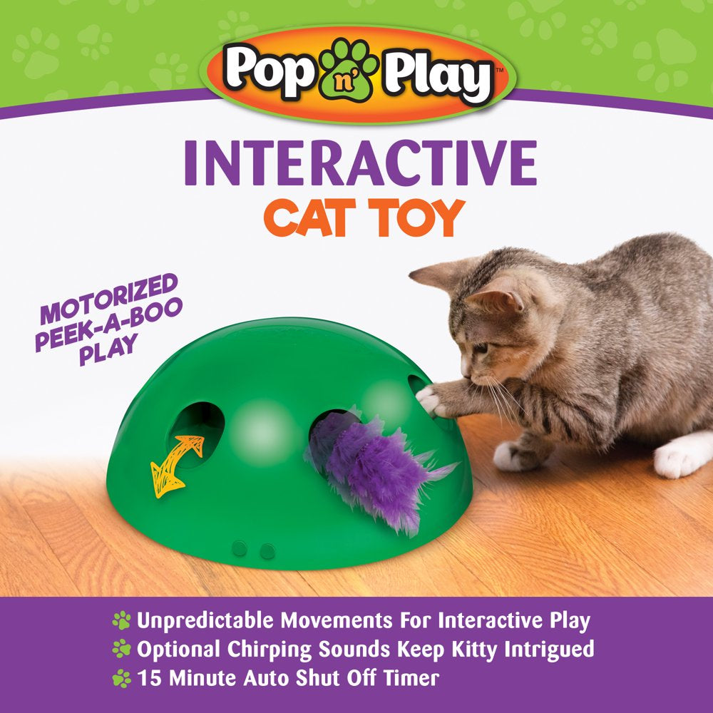 Pop N' Play Interactive Cat Toy, Motorized Peek-A-Boo Play with Mouse and Feather Toys, as Seen on TV Animals & Pet Supplies > Pet Supplies > Cat Supplies > Cat Toys All Star   