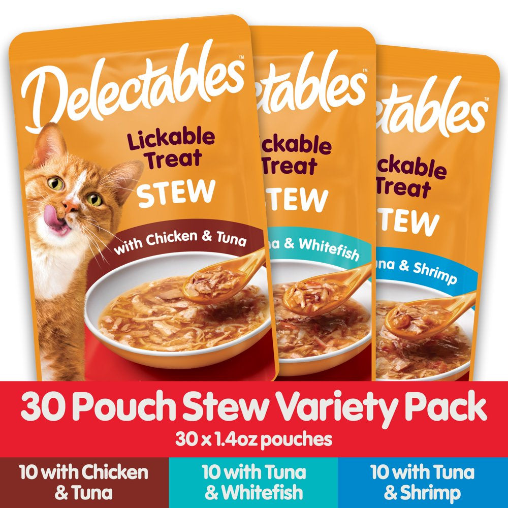 Hartz Delectables Stew Lickable Wet Cat Treats Variety Pack, 30 Count Animals & Pet Supplies > Pet Supplies > Cat Supplies > Cat Treats Hartz   