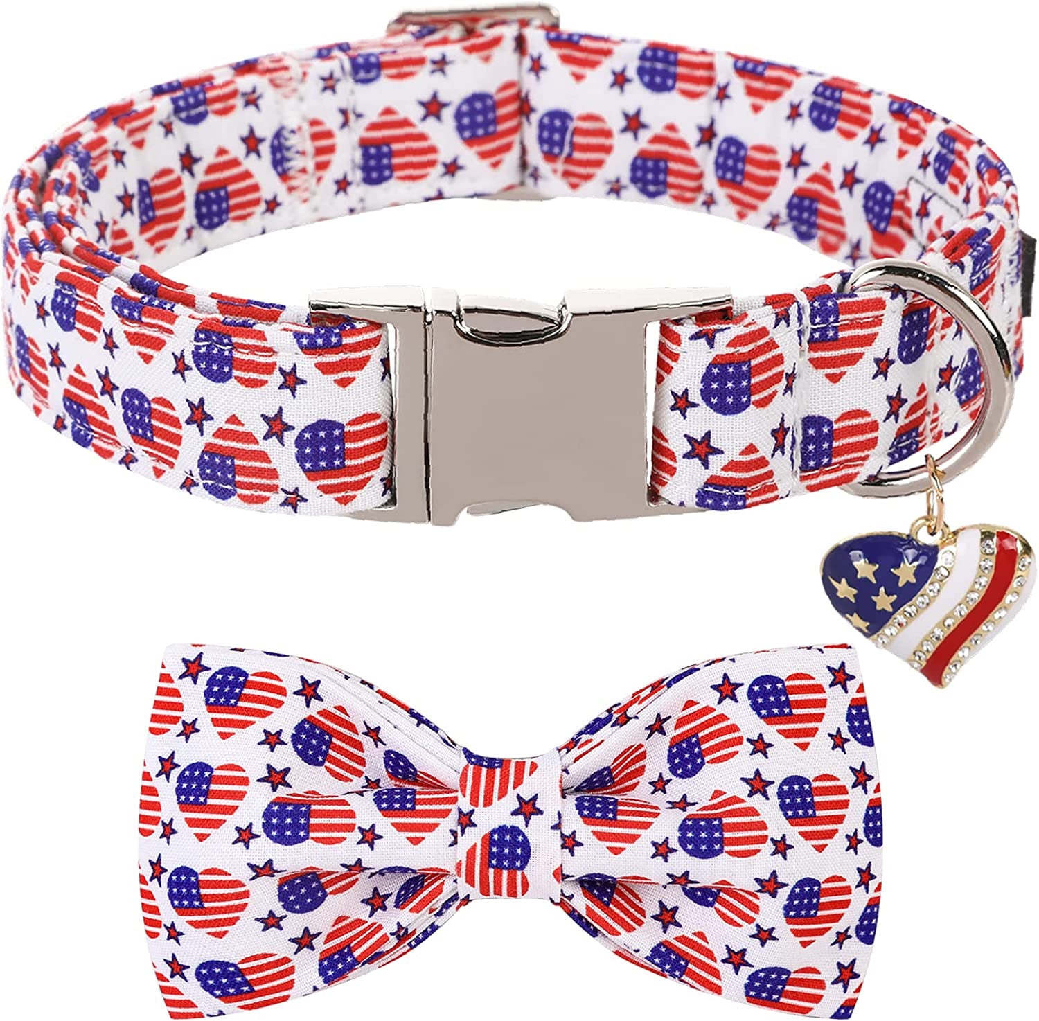 ARING PET Bowtie Dog Collar, Dog Collar with Bow, Adjustable Dog Collars for Small Medium Large Dogs. Animals & Pet Supplies > Pet Supplies > Dog Supplies > Dog Apparel ARING PET A:American flag X-Large (Pack of 1) 