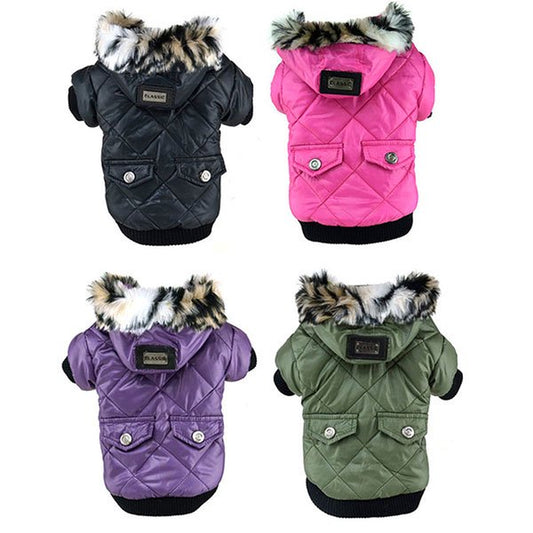 Puppy Fur Hooded Jacket with Pocket, Pet Dog Windproof Pullover Coat Winter Warm down Jacket Cotton-Padded Costume for Medium Small Doggy Cat Puppy Apparel,Black,Xxl Animals & Pet Supplies > Pet Supplies > Cat Supplies > Cat Apparel LINKABC XXL Black 