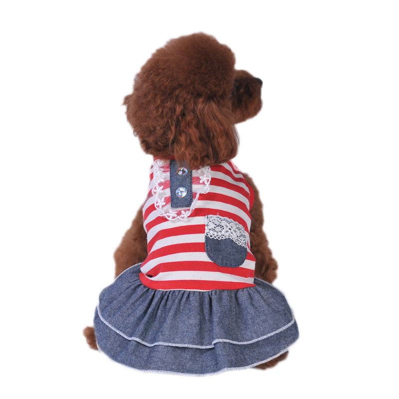 Lovely Dog Puppy Denim Dress Dog Cat Pet Tutu Skirt Princess Wedding Dress Cute Dog Apparel Dog Clothing Animals & Pet Supplies > Pet Supplies > Dog Supplies > Dog Apparel Funcee   