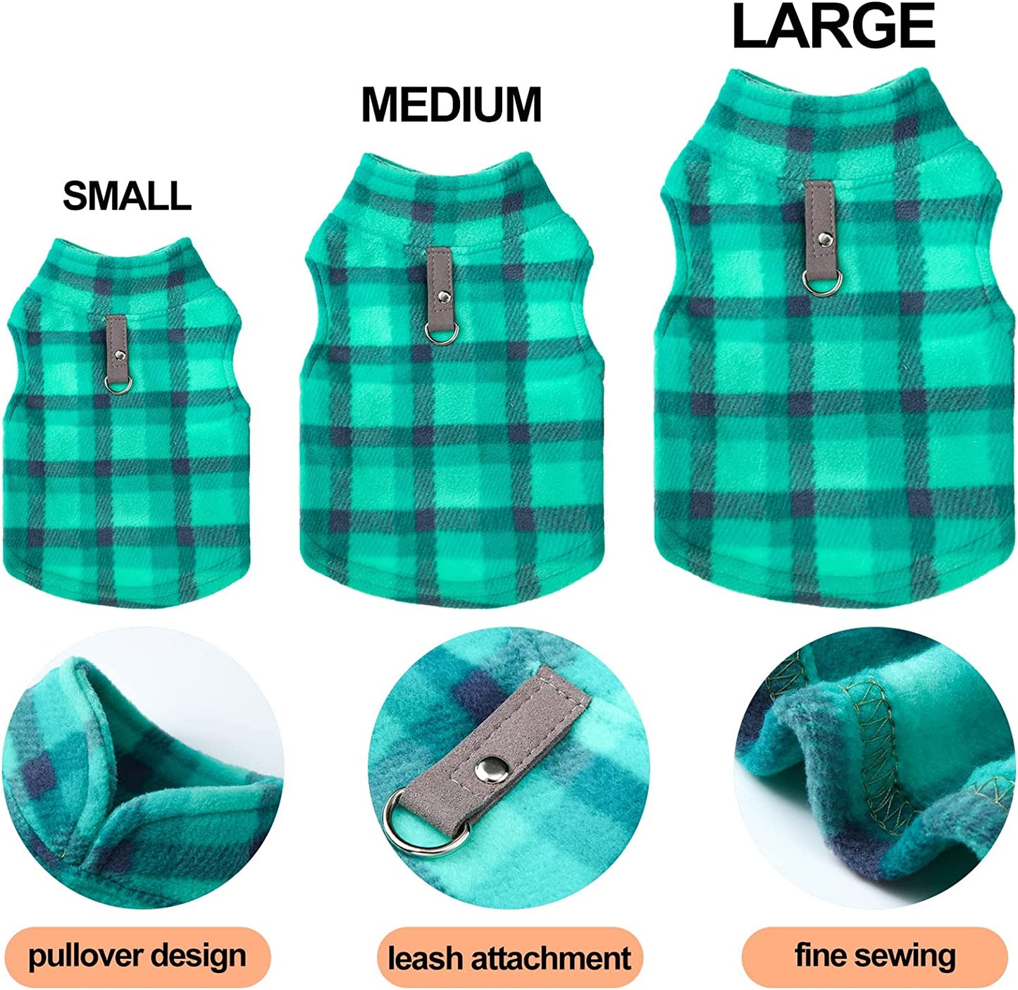 6 Pieces Polar Fleece Dog Sweater Soft Dog Winter Clothes with Leash Ring Plaid Warm Dog Jacket Pullover Clothes for Dogs Polar Fleece Dog Sweater and Jackets Winter Pet Indoor Outdoor Use (Small) Animals & Pet Supplies > Pet Supplies > Dog Supplies > Dog Apparel Weewooday   