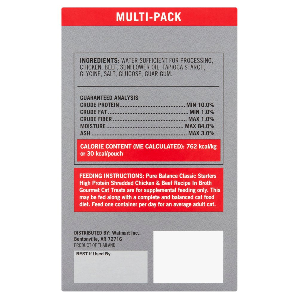 Pure Balance Classic Starters Gourmet Cat Treats, Shredded Chicken & Beef in Broth, 1.4 Oz, 5 Pack Animals & Pet Supplies > Pet Supplies > Cat Supplies > Cat Treats Wal-Mart Stores, Inc.   
