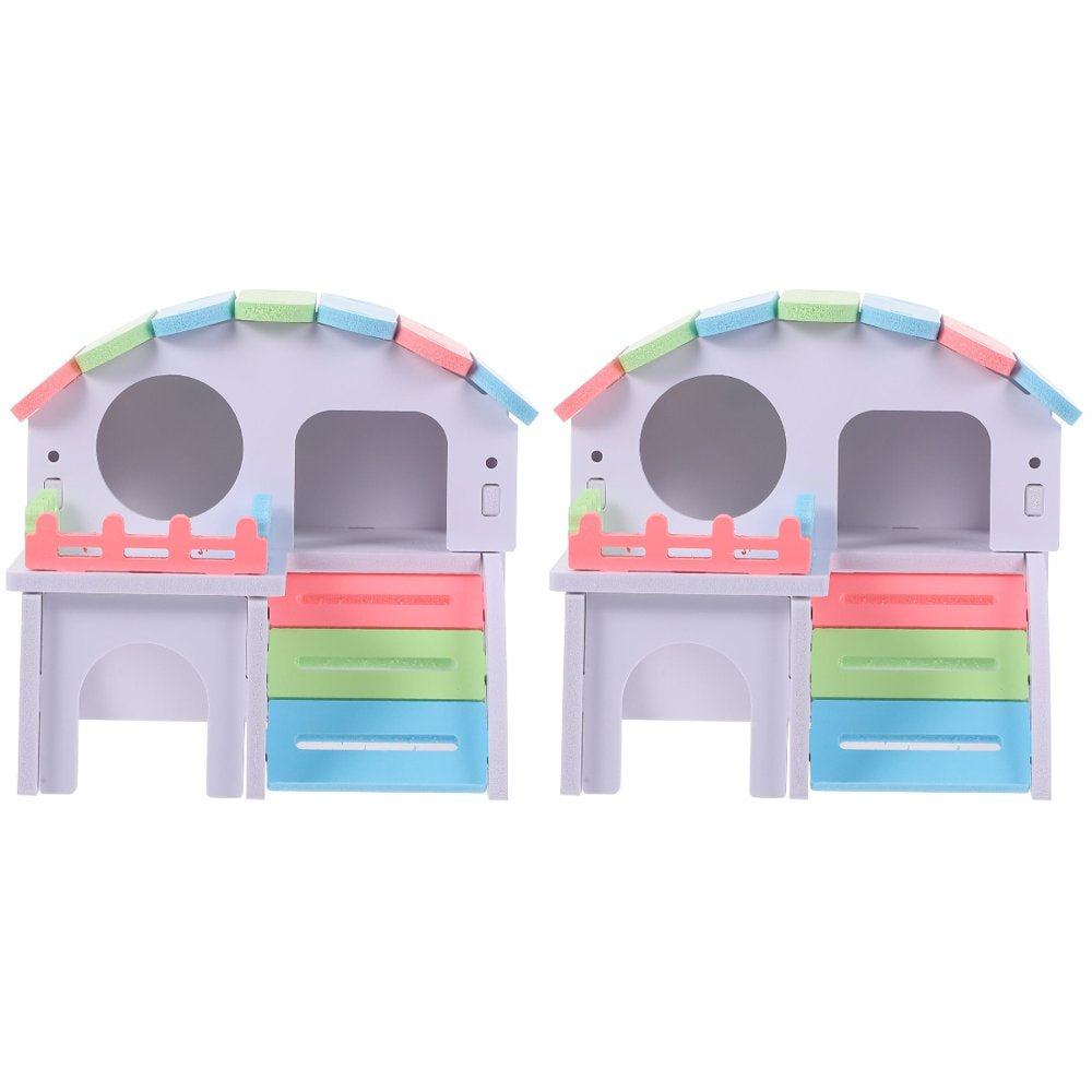 Frcolor Hamster Wooden House Hideout Villa Cabin Rabbit Hut Play Habitat Homes Cages Animal Sleeping Small Pet Wood Castle Rat Animals & Pet Supplies > Pet Supplies > Small Animal Supplies > Small Animal Habitats & Cages FRCOLOR   