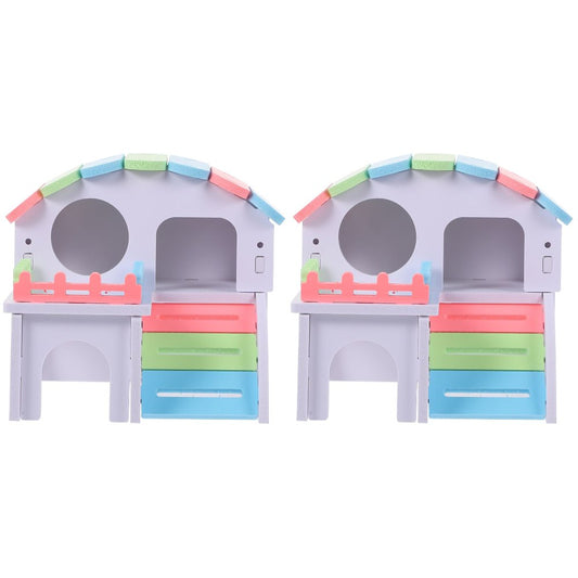 FRCOLOR Hamster Wooden House Hideout Villa Cabin Rabbit Hut Play Habitat Homes Cages Animal Sleeping Small Pet Wood Castle Rat Animals & Pet Supplies > Pet Supplies > Small Animal Supplies > Small Animal Habitats & Cages FRCOLOR   