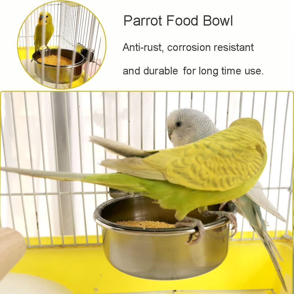 Hamiledyi Bird Feeding Dish Cups Parrot Food Bowl Clamp Holder Coop Cup, Bird Cage Water Bowl for Parakeet African Greys Conure Cockatiels Lovebird Budgie Chinchilla 2 Pack Animals & Pet Supplies > Pet Supplies > Bird Supplies > Bird Food Hamiledyi-us   