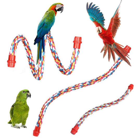 Archer Pet Bird Parrot Parakeet Cotton Rope Coil Cage Decor Stand Perch Chewing Toy Animals & Pet Supplies > Pet Supplies > Bird Supplies > Bird Cages & Stands Archer M Multicolor 