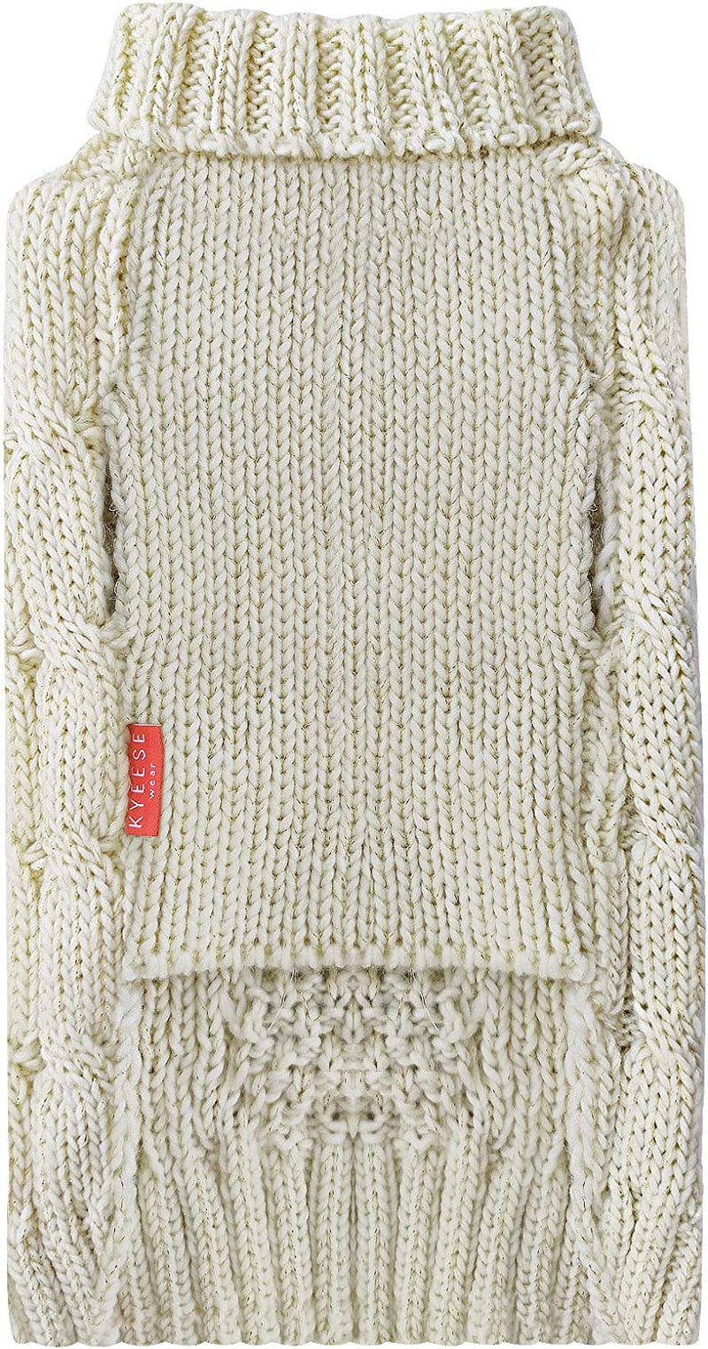 KYEESE Dog Sweaters with Golden Thread Turtleneck Dog Cable Knit Pullover Pet Sweater for Cold Weather Animals & Pet Supplies > Pet Supplies > Dog Supplies > Dog Apparel kyeese   