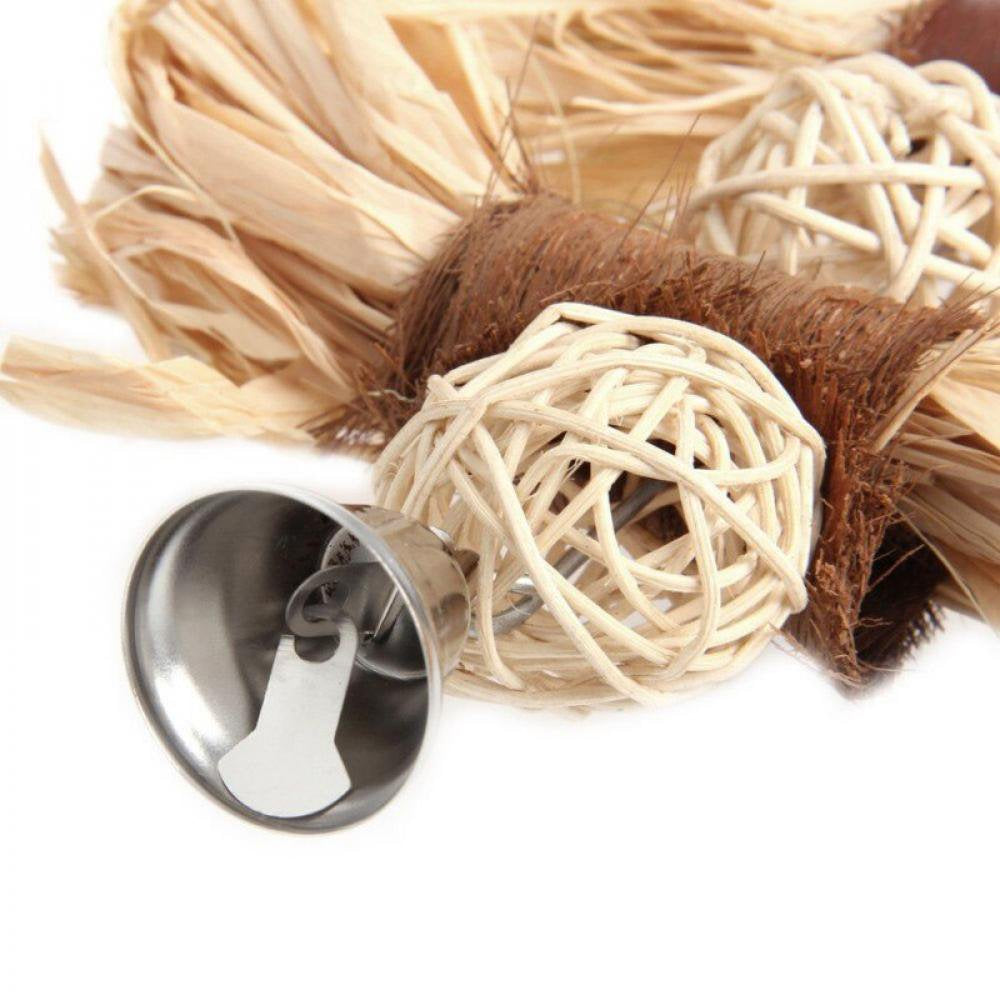 Newway Natural Wooden Grass Pet Parakeet Chewing Toy Parrot Bird Bites Swing Ball Loofah Vine Balls Cage Bird Hanging Accessories Animals & Pet Supplies > Pet Supplies > Bird Supplies > Bird Cage Accessories NewWay   