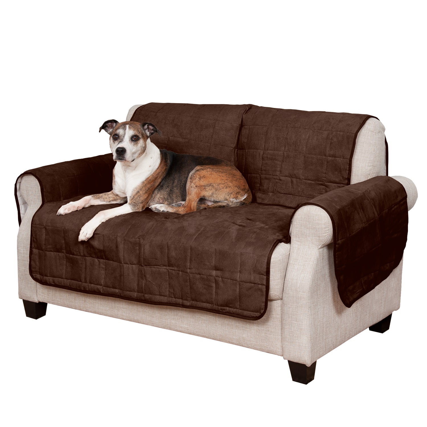 Furhaven Pet Furniture Cover | Suede Furniture Cover Protector for Dogs & Cats, Clay, Loveseat Animals & Pet Supplies > Pet Supplies > Cat Supplies > Cat Furniture FurHaven Pet Products Loveseat Brown 