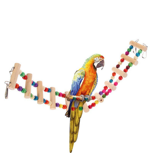 VICOODA Wood Bird Ladder,Parrot Ladder Swing Bridge,Bird Cage Accessories Decorative Flexible Cage Wooden Rainbow Toy