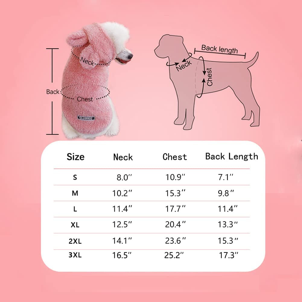 Flutnel Windproof Dog Hoodie Pink Dog Sweaters for Dog Pajamas Winter Warm Dog Coat Cold Weather Dog Jacket Puppy Small Medium Dog Clothes Animals & Pet Supplies > Pet Supplies > Dog Supplies > Dog Apparel Flutnel   