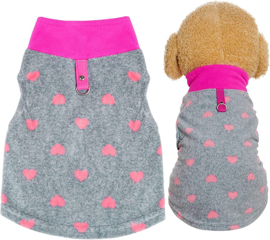 Rbenxia 1 Piece of Grey Dog Heart Sweater with Leash Ring Soft Fleece Vest Dog Pullover Warm Jacket Pet Dog Clothes Winter Dog Outfits for Small Puppy Cat Pets (Small) Animals & Pet Supplies > Pet Supplies > Dog Supplies > Dog Apparel Rbenxia Medium  