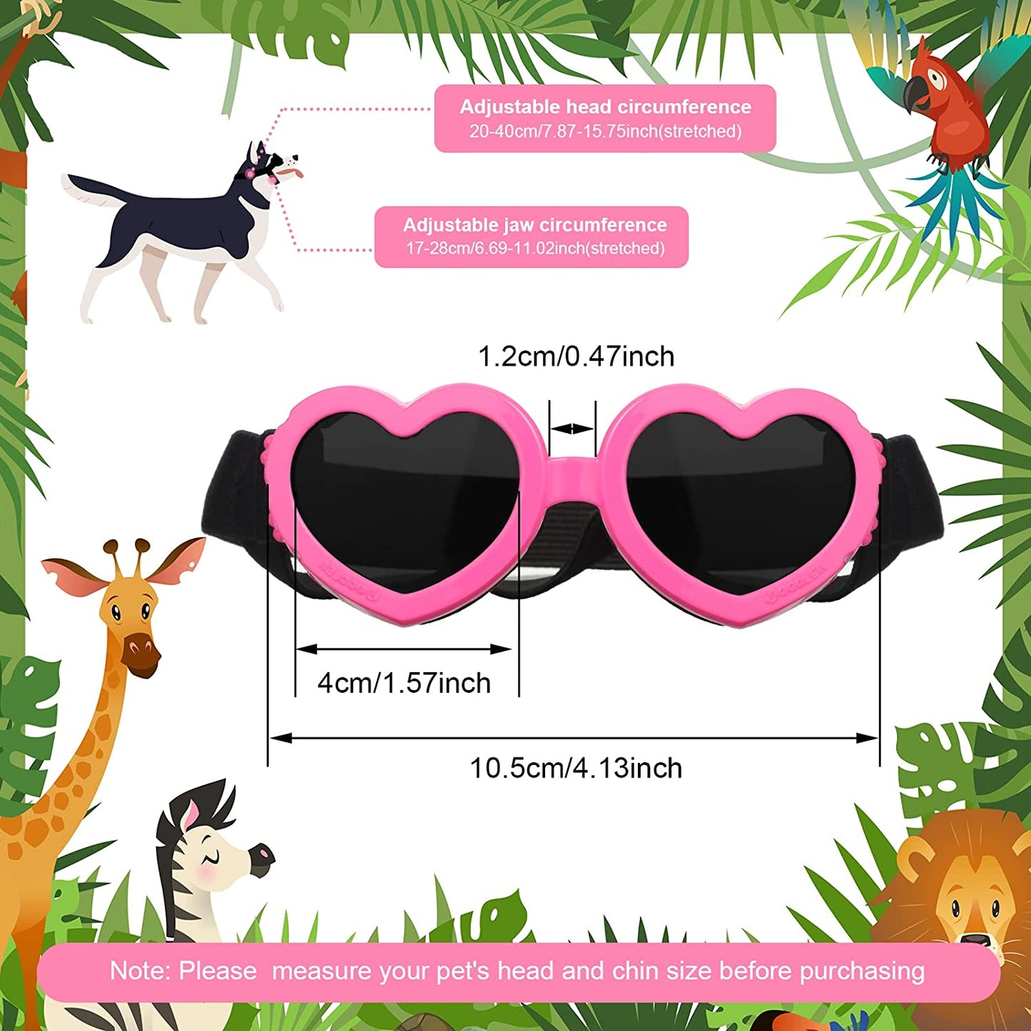 2 Pcs Small Dog Sunglasses UV Protection Goggles Waterproof Dog Goggles with Adjustable Strap Dust Protection Fog Protection Dog Glasses Heart Goggles for Dogs Doggy Pet Puppy (Pink, White) Animals & Pet Supplies > Pet Supplies > Dog Supplies > Dog Apparel Chengu   