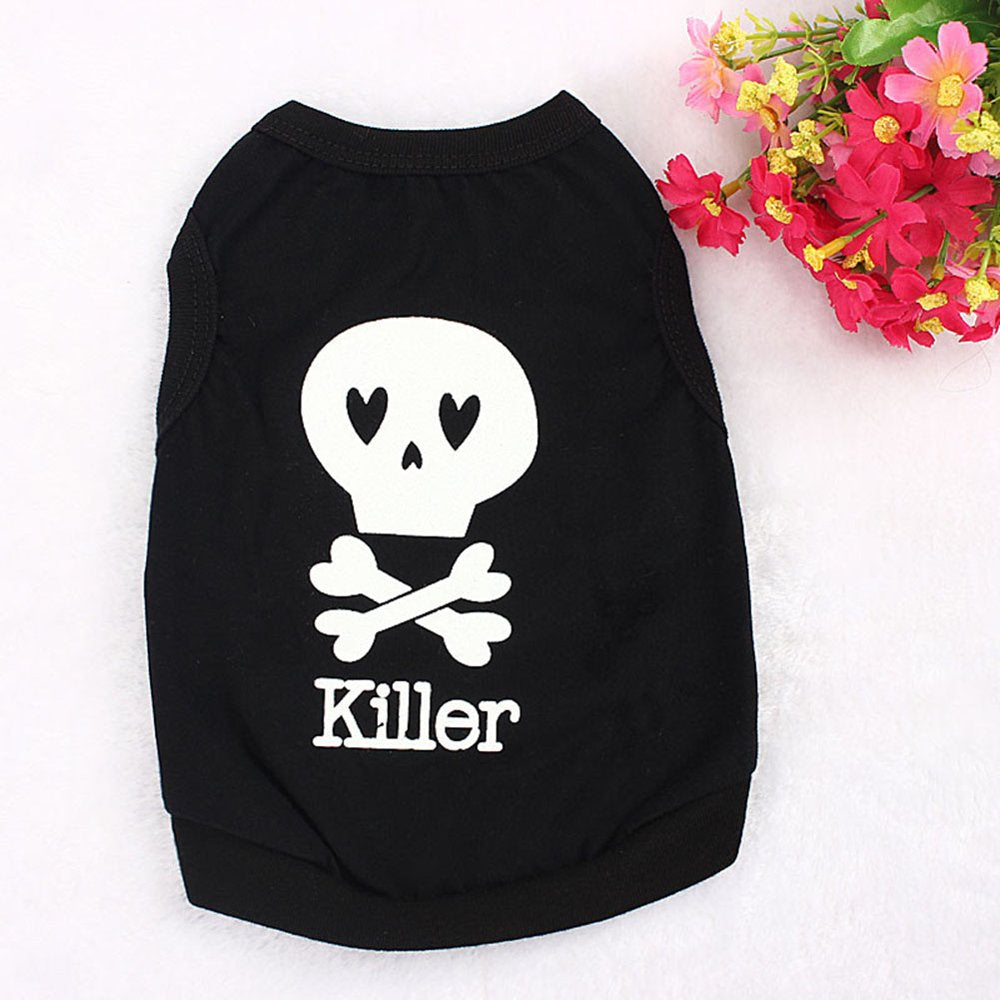 Maxcozy Pet Small Medium Dog Cotton Killer Vest T-Shirt Puppy Cat Summer Casual Black Shirt for Chihuahua Apparel Outfit Animals & Pet Supplies > Pet Supplies > Cat Supplies > Cat Apparel Maxcozy   