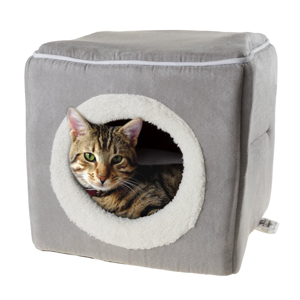 PETMAKER Covered Pet Cat Bed, Gray, Black Animal Print Animals & Pet Supplies > Pet Supplies > Cat Supplies > Cat Beds Trademark Global Gray  