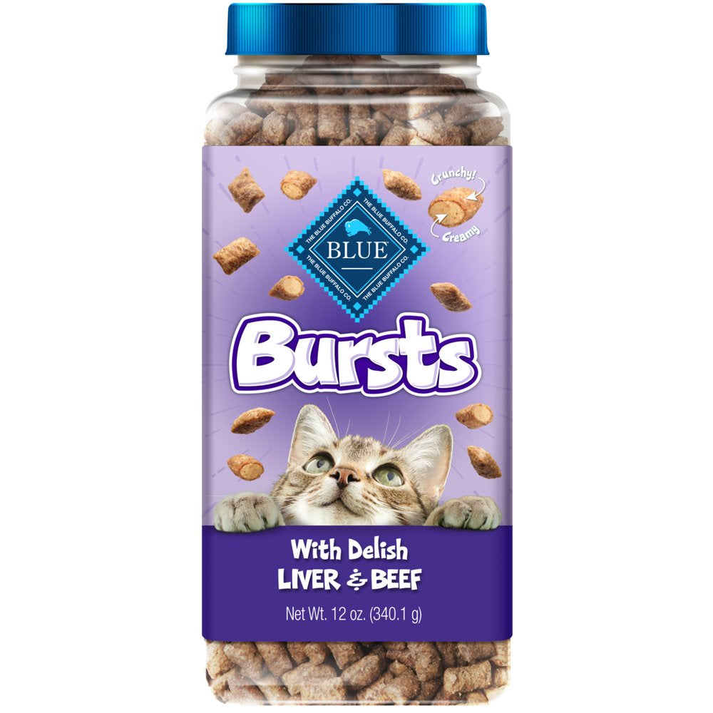 Blue Buffalo Bursts Chicken Liver & Beef Flavor Crunchy Treats for Cats, Whole Grain, 12 Oz. Tub Animals & Pet Supplies > Pet Supplies > Cat Supplies > Cat Treats Blue Buffalo   