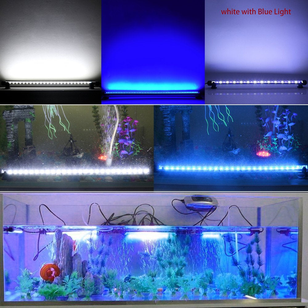 DONGPAI 18/28/37/48Cm LED Aquarium Light, Timer Submersible Fish Tank Light, 3 Light Modes White & Blue LED Aquarium Light Bar Animals & Pet Supplies > Pet Supplies > Fish Supplies > Aquarium Lighting DONGPAI   