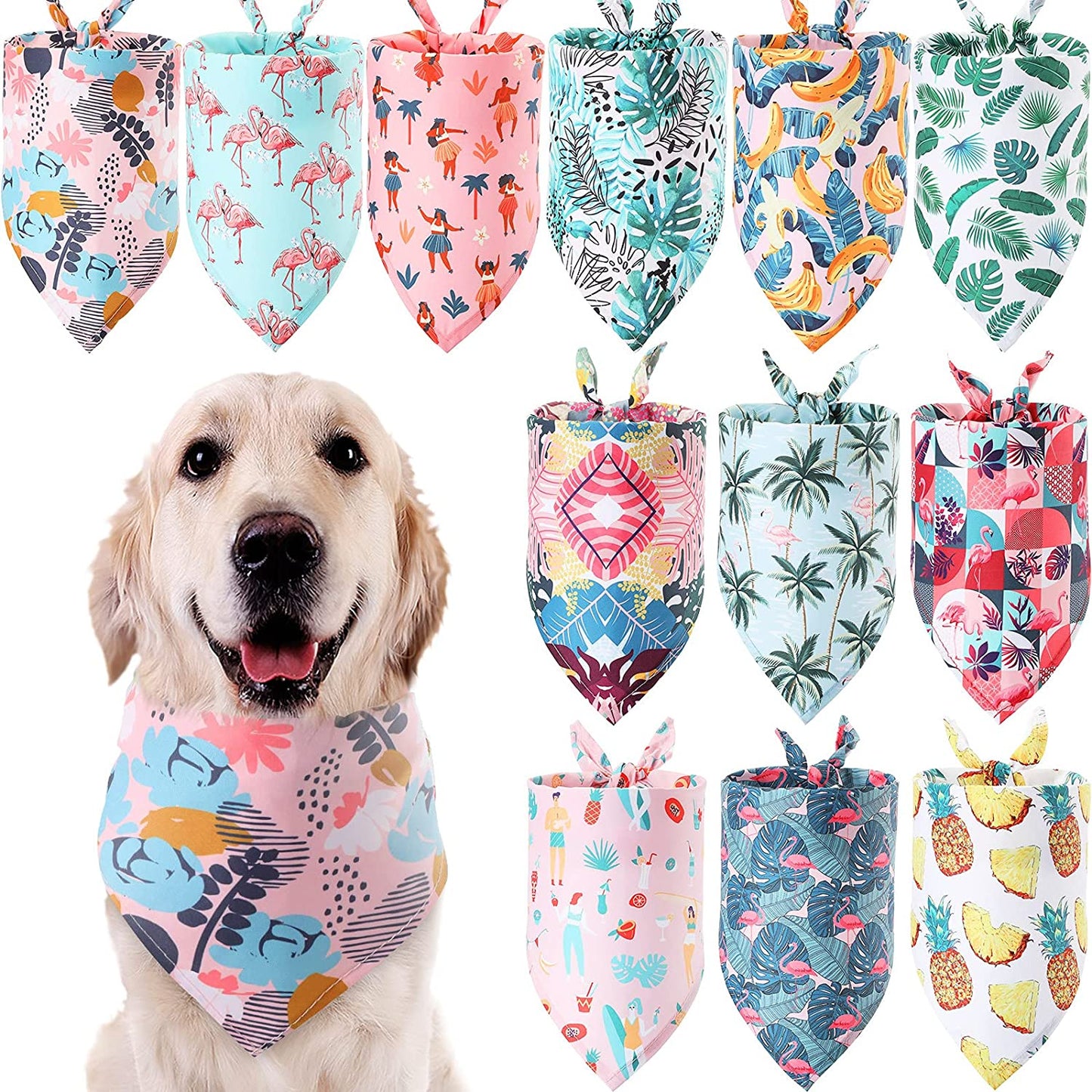 12 Pieces Dog Bandana Scarf Washable Triangular Bibs Pet Adjustable Washable Kerchief Dog Bandana for Small and Large Dogs(Summer Patterns) Animals & Pet Supplies > Pet Supplies > Dog Supplies > Dog Apparel Weewooday Hawaii Patterns  