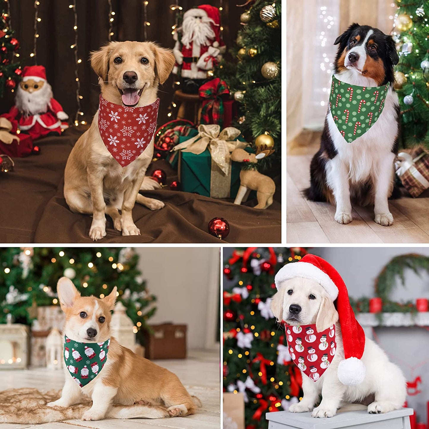 ADOGGYGO 4 Pack Dog Bandana Christmas Dog Scarf Bibs Kerchief Set Dog Christmas Costume Xmas Holiday Bandanas for Small Medium Large Dogs Cats Pets Animals & Pet Supplies > Pet Supplies > Dog Supplies > Dog Apparel ADOGGYGO   