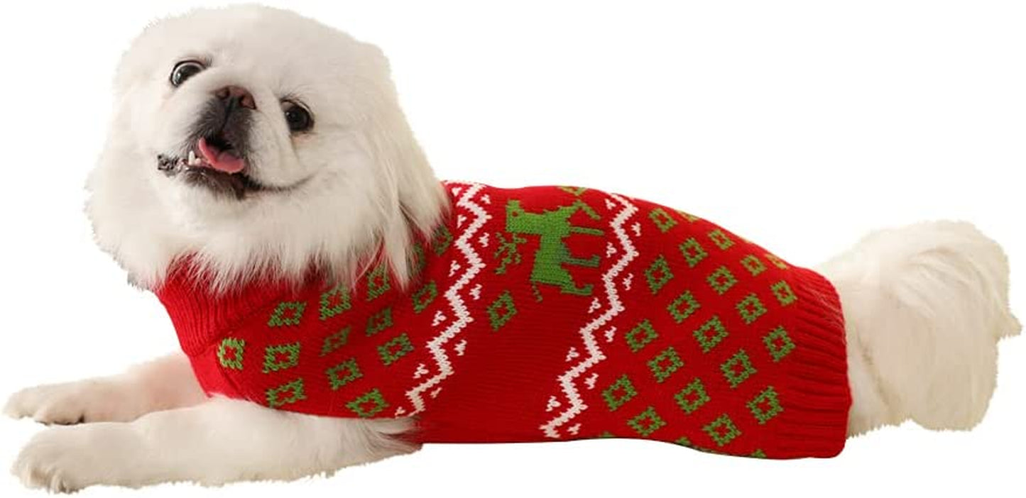 Luzpet New Year Christmas Dog Sweater with Cute Funny Reindeer Kintwear Chilly Ugly Thick Xmas Dog Sweater Matching Dog Costume Pullover for Extra Large Dogs (XXL, Red) Animals & Pet Supplies > Pet Supplies > Dog Supplies > Dog Apparel LuzPet   