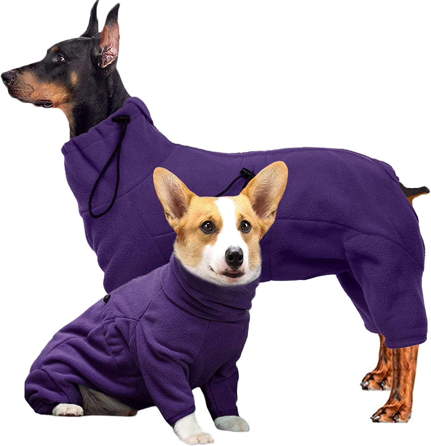 ROZKITCH Dog Winter Coat Soft Fleece Pullover Pajamas, Pet Windproof Warm Cold Weather Jacket Vest Cozy Onesie Jumpsuit Apparel Outfit Clothes for Small, Medium, Large Dogs Walking Hiking Travel Sleep Animals & Pet Supplies > Pet Supplies > Dog Supplies > Dog Apparel ROZKITCH Purple XX-Small 