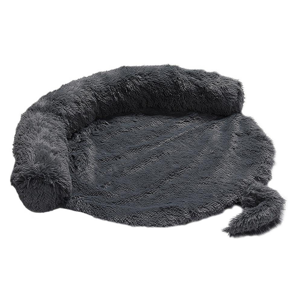 Ankishi Plush Cat Dog Bed, Soft Comfortable Pet Plush Cushion Mats, Sleeping Warming Sofa Beds for Pets, Washable Kennel with Anti-Slip Bottom for Cats Puppy Small Animals Reliable Animals & Pet Supplies > Pet Supplies > Dog Supplies > Dog Kennels & Runs Ankishi G: Dark gray round detachable 90*90*20cm  