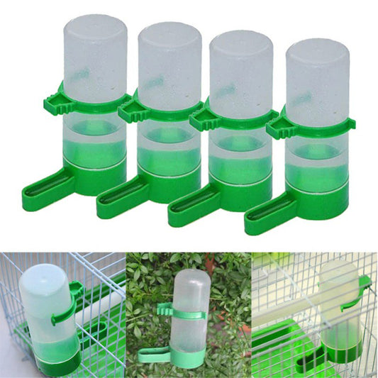 Plastic Bird Feeder Automatic Parrot Water Feeding Cage Accessories 4Pcs