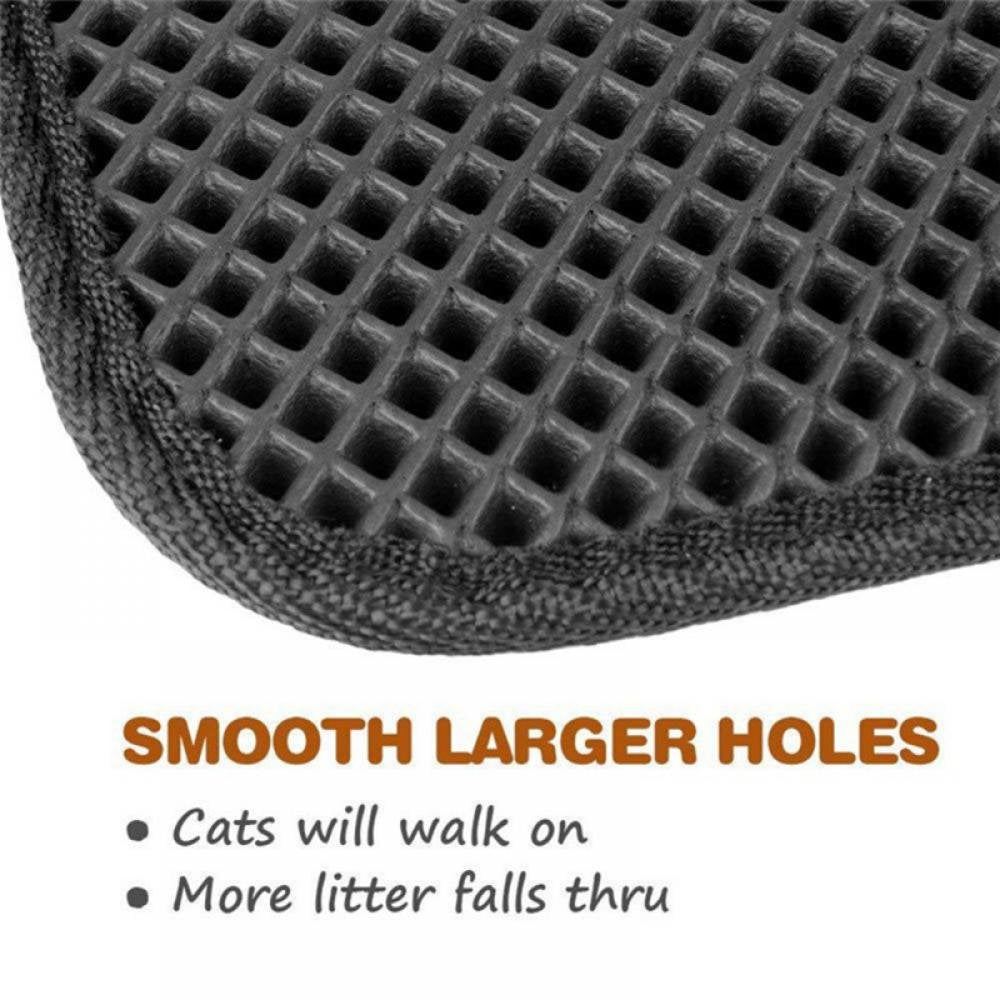 Pretty Comy Cat Litter Mat EVA Double-Layer Waterproof Honeycomb Design - Gray 11.81*17.72"