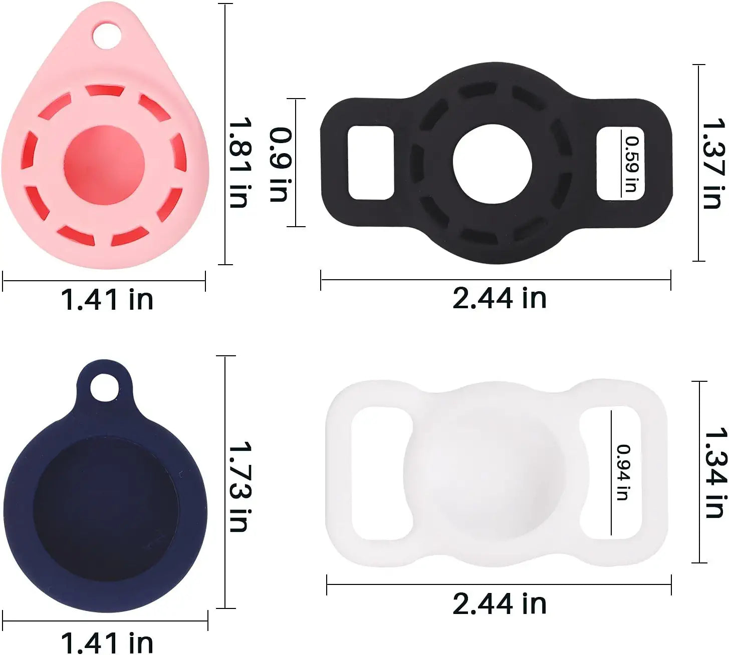 Air Tag Holder, 4 Pack Silicone Airtag Case, Airtag Keychain Compatible with Apple New Airtag Dog Collar for Keys, Bag, Pet Collar, Backpack by Nothing Burger (Black, White, Pink,Blue) Electronics > GPS Accessories > GPS Cases Nothing burger   