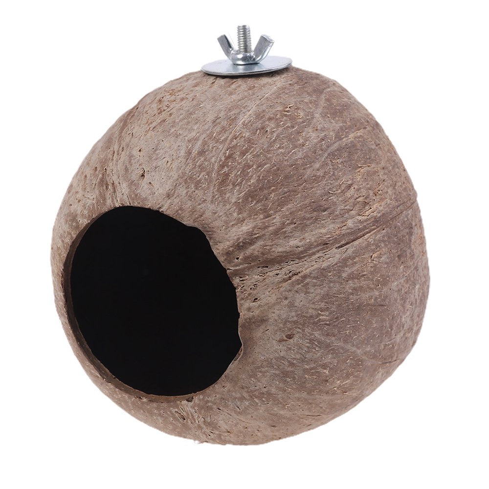 JUNTEX Coconut Bird Nest Hut for Parrot Parakeet Conure Cockatiel Small Animals House Pet Cage Habitats Decor Easy to Install Animals & Pet Supplies > Pet Supplies > Small Animal Supplies > Small Animal Habitats & Cages JUNTEX   