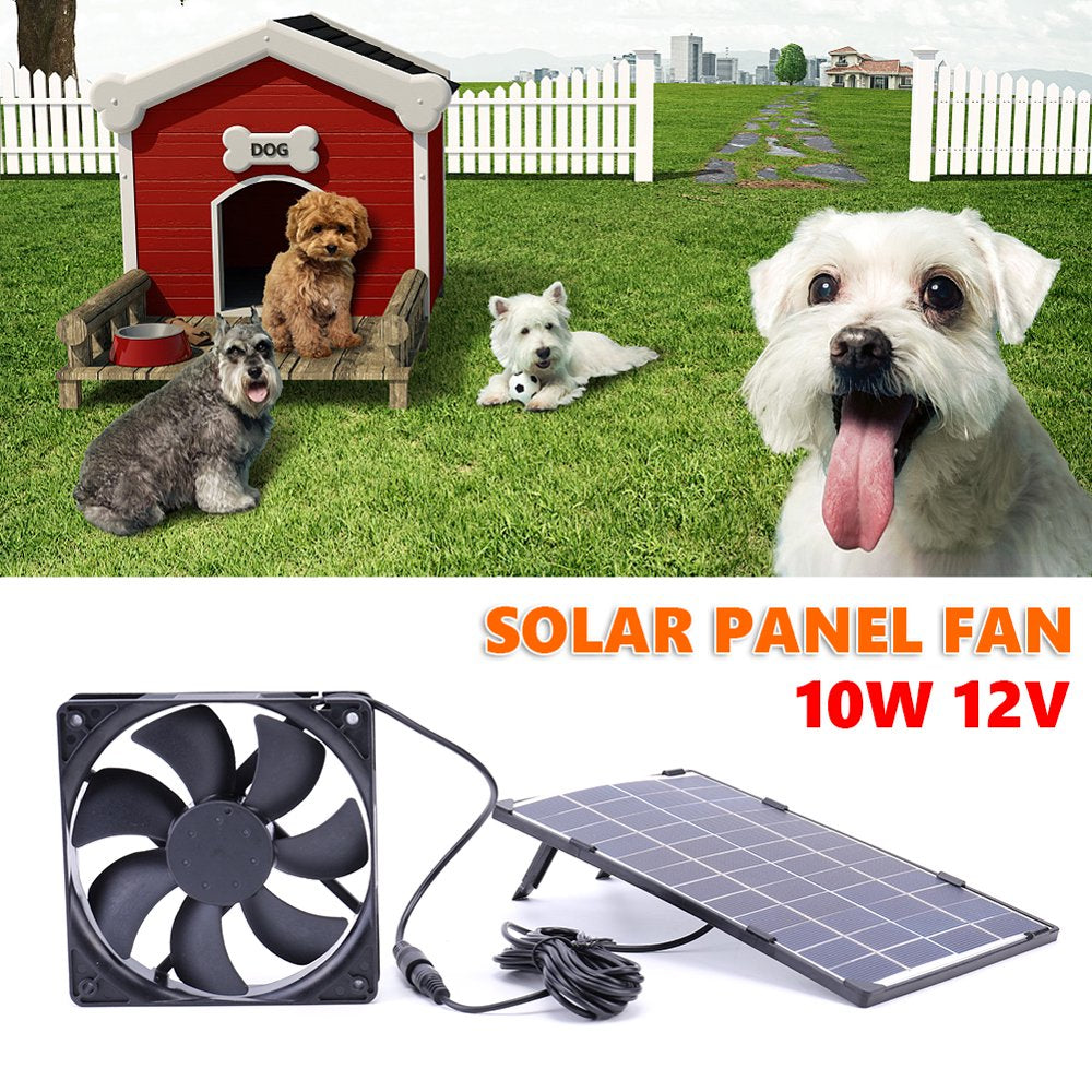 Funnybeans 10W Solar Panel Kit 6V with Fan Portable Waterproof Outdoor for Greenhouse Dog Pet House Home Ventilation Equipment Animals & Pet Supplies > Pet Supplies > Dog Supplies > Dog Houses Green Beans   