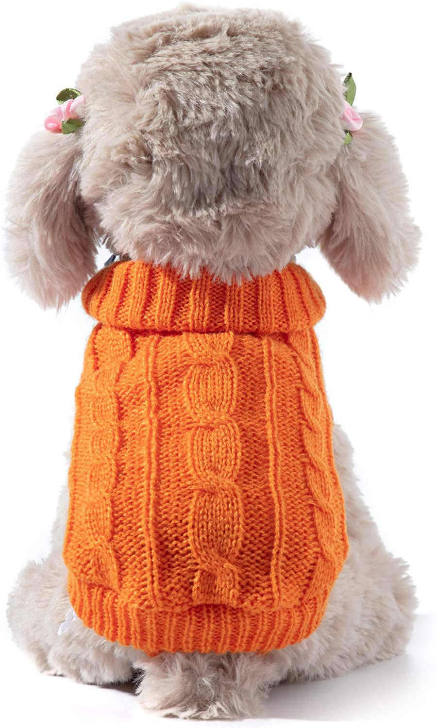 Small Dog and Cat Classic Sweater Knitwear Knitted Sweater Clothes (8", White) Animals & Pet Supplies > Pet Supplies > Dog Supplies > Dog Apparel EmmaWu Orange Back Length 12” 