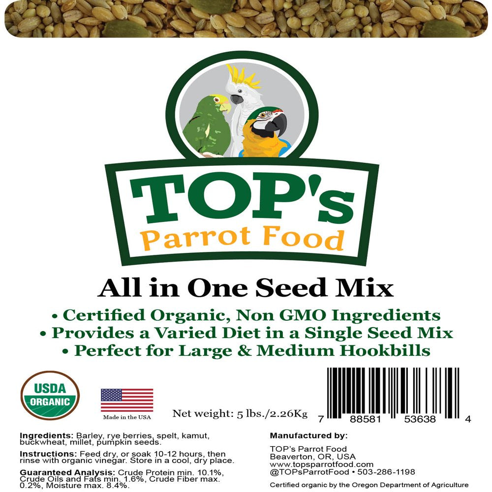 Top'S Parrot Food Mini Bird Organic Everything Bundle Box of Pellets, Seeds and Treats