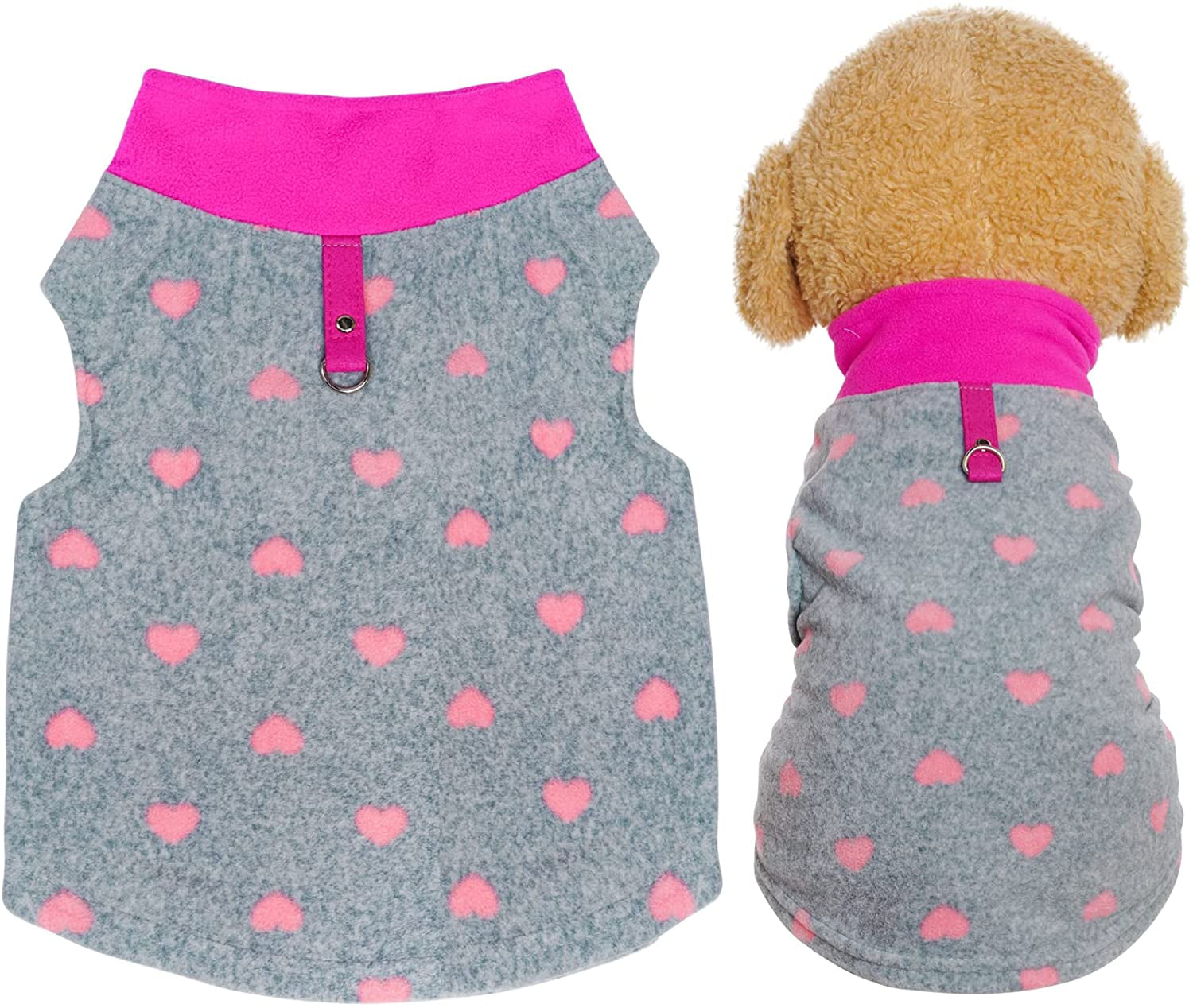 Rbenxia 1 Piece of Grey Dog Heart Sweater with Leash Ring Soft Fleece Vest Dog Pullover Warm Jacket Pet Dog Clothes Winter Dog Outfits for Small Puppy Cat Pets (Small) Animals & Pet Supplies > Pet Supplies > Dog Supplies > Dog Apparel Rbenxia Large  