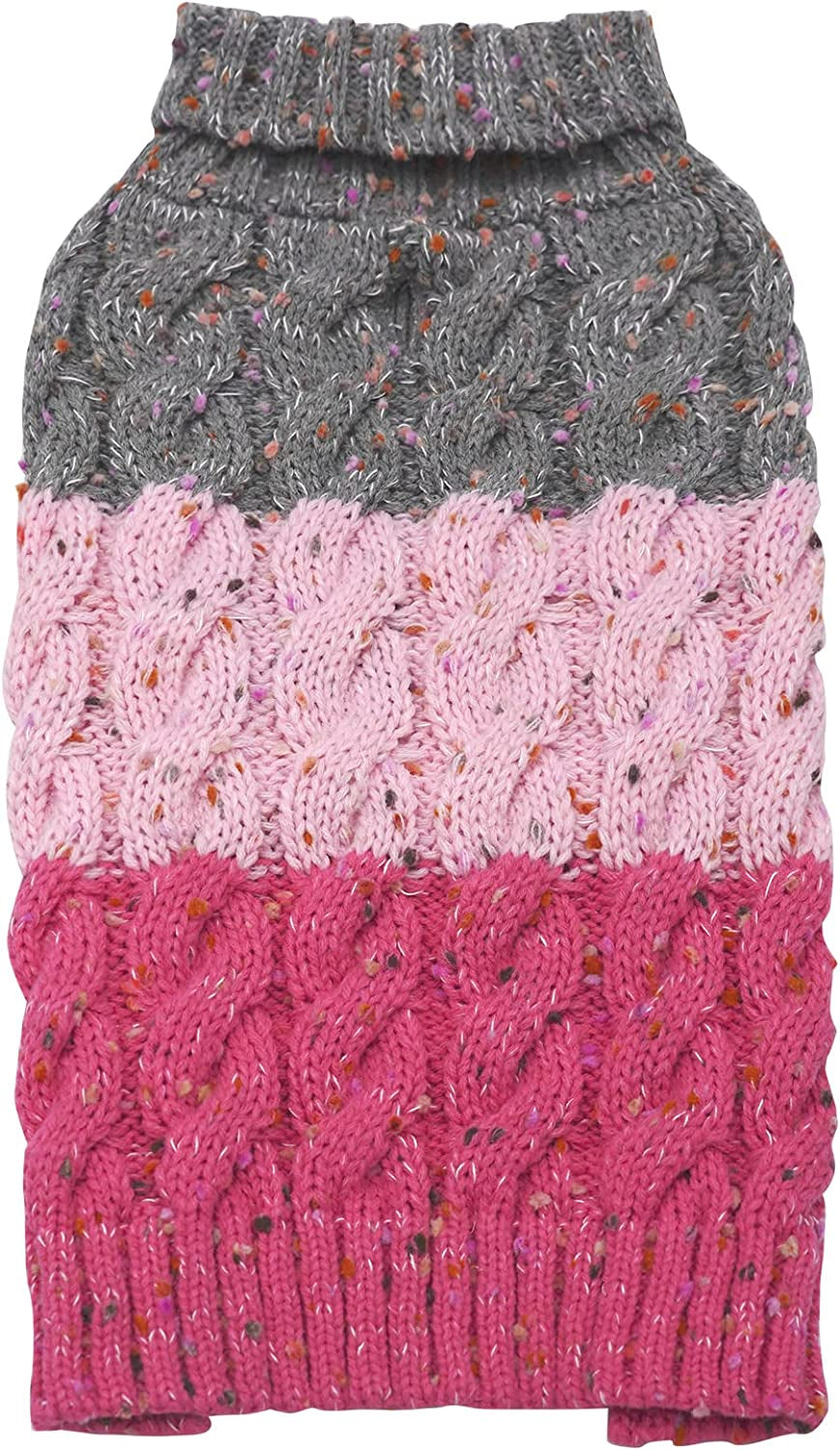 KYEESE 2022 Dog Sweater Color Block with Fuzzy Thread Knitted Turtleneck Dog Knitwear with Leash Hole for Small Dogs Fall Winter Dog Clothes, Pink,M Animals & Pet Supplies > Pet Supplies > Dog Supplies > Dog Apparel kyeese 2# Pink&Red X-Small (3-4lbs) 