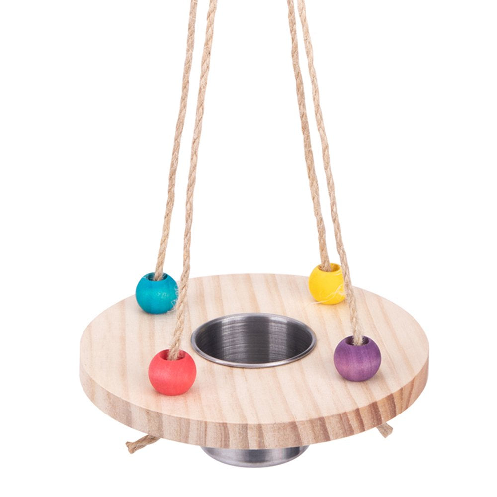 Meidiya Parrot Swing Stand with Bird Water Feeder,Hanging Natural Wooden Bird Stands with Stainless Steel Birdcage Food Bowls,Perch Toys for Pet Parakeet Cockatiel Conure Parrot Animals & Pet Supplies > Pet Supplies > Bird Supplies > Bird Cages & Stands Meidiya   