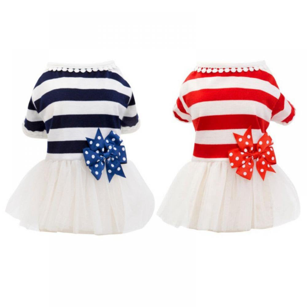 FYCONE Dog Dress, 2Pcs Spring Summer Dresses Apparel Clothes, Shirts Vest Skirt Dresses for Small Pet Dogs Cats Puppy in Wedding Holiday Animals & Pet Supplies > Pet Supplies > Cat Supplies > Cat Apparel FYCONE   