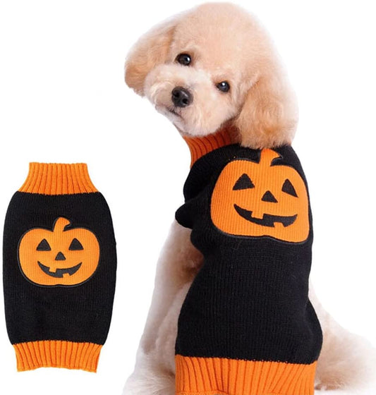 NIULA Dog Pumpkin Sweater Pet Halloween Costume Holiday Party Small to Large Dogs Jumpers for Cat and Puppy(Pumpkin,L) Animals & Pet Supplies > Pet Supplies > Dog Supplies > Dog Apparel NIULA Black Large (Pack of 1) 