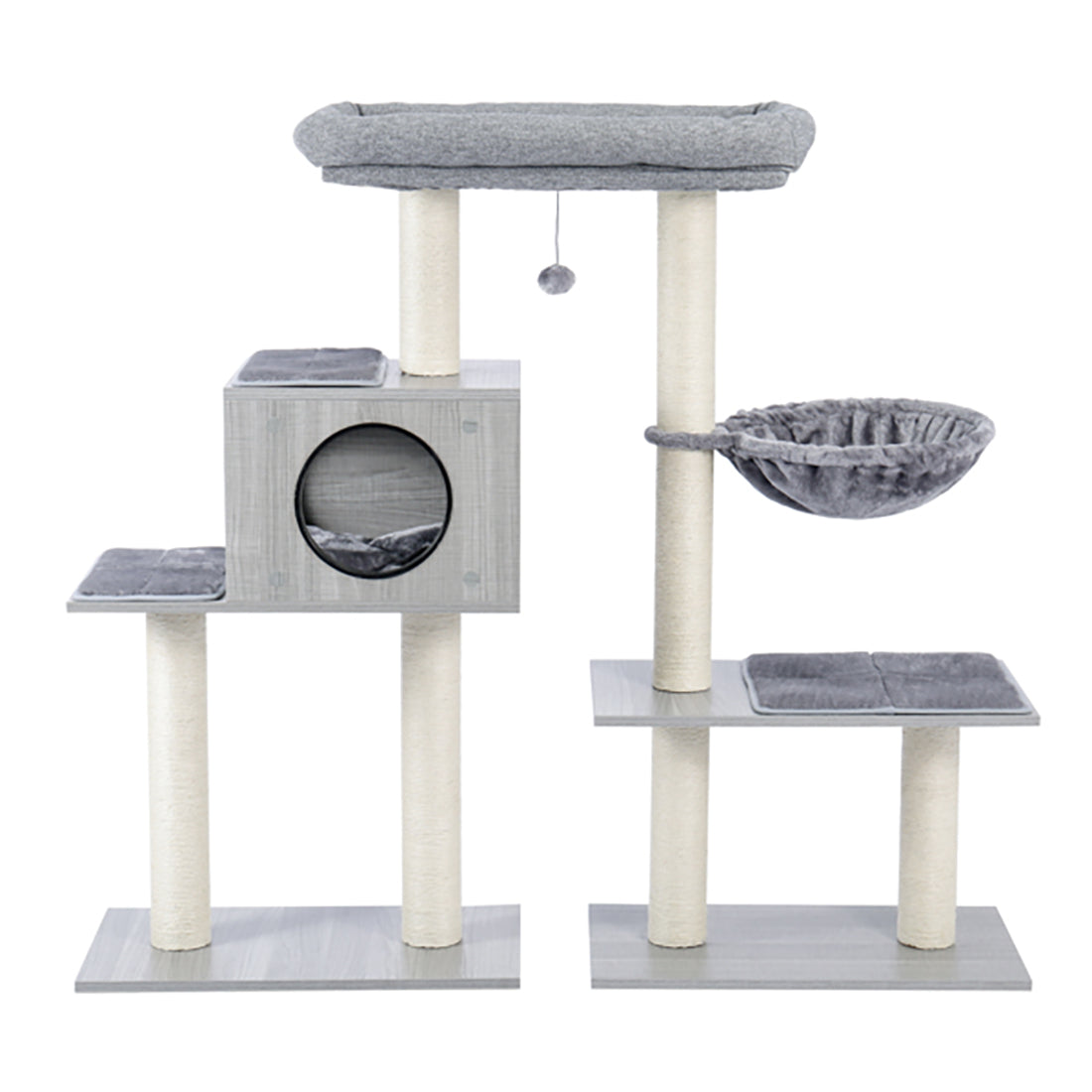 Nicewell Cat Tree Condo Cat Furniture Kitten Activity Tower Pet Kitty Play House with Cat Scratching Posts Perch Hammock Tunnel - Grey