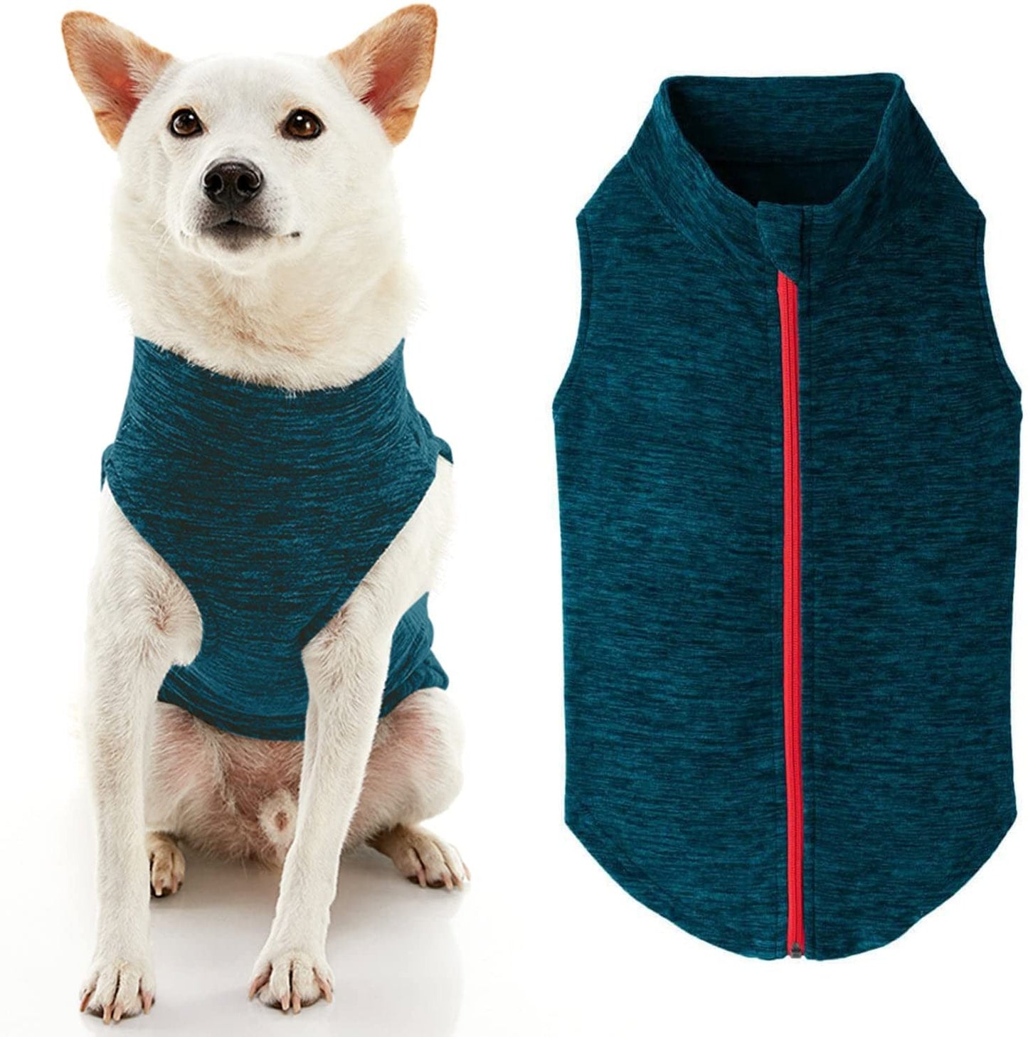 Gooby Zip up Fleece Dog Sweater - Blue, Medium - Warm Pullover Fleece Step-In Dog Jacket with Dual D Ring Leash - Winter Small Dog Sweater - Dog Clothes for Small Dogs Boy and Medium Dogs Animals & Pet Supplies > Pet Supplies > Dog Supplies > Dog Apparel Inafiction USA Turquoise Wash 2X-Large chest (~25.5") 