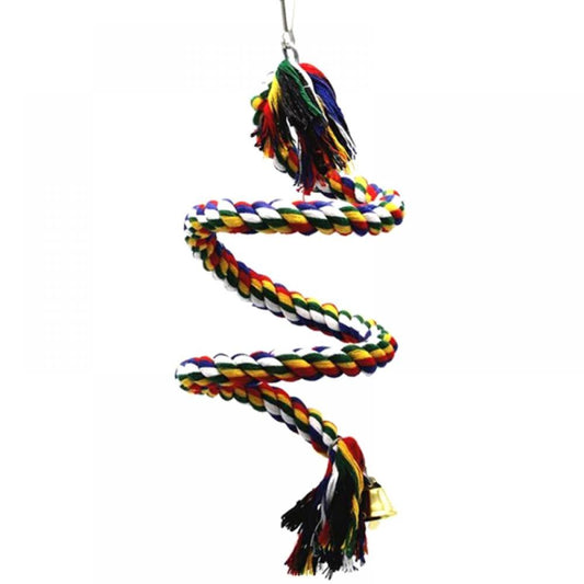 Bird Rope Perch Comfy Cotton Spiral Bungee Swing Climbing Standing Ladder for Bird Cage Parrot Toy with Bell Animals & Pet Supplies > Pet Supplies > Bird Supplies > Bird Ladders & Perches QRxue 39"  