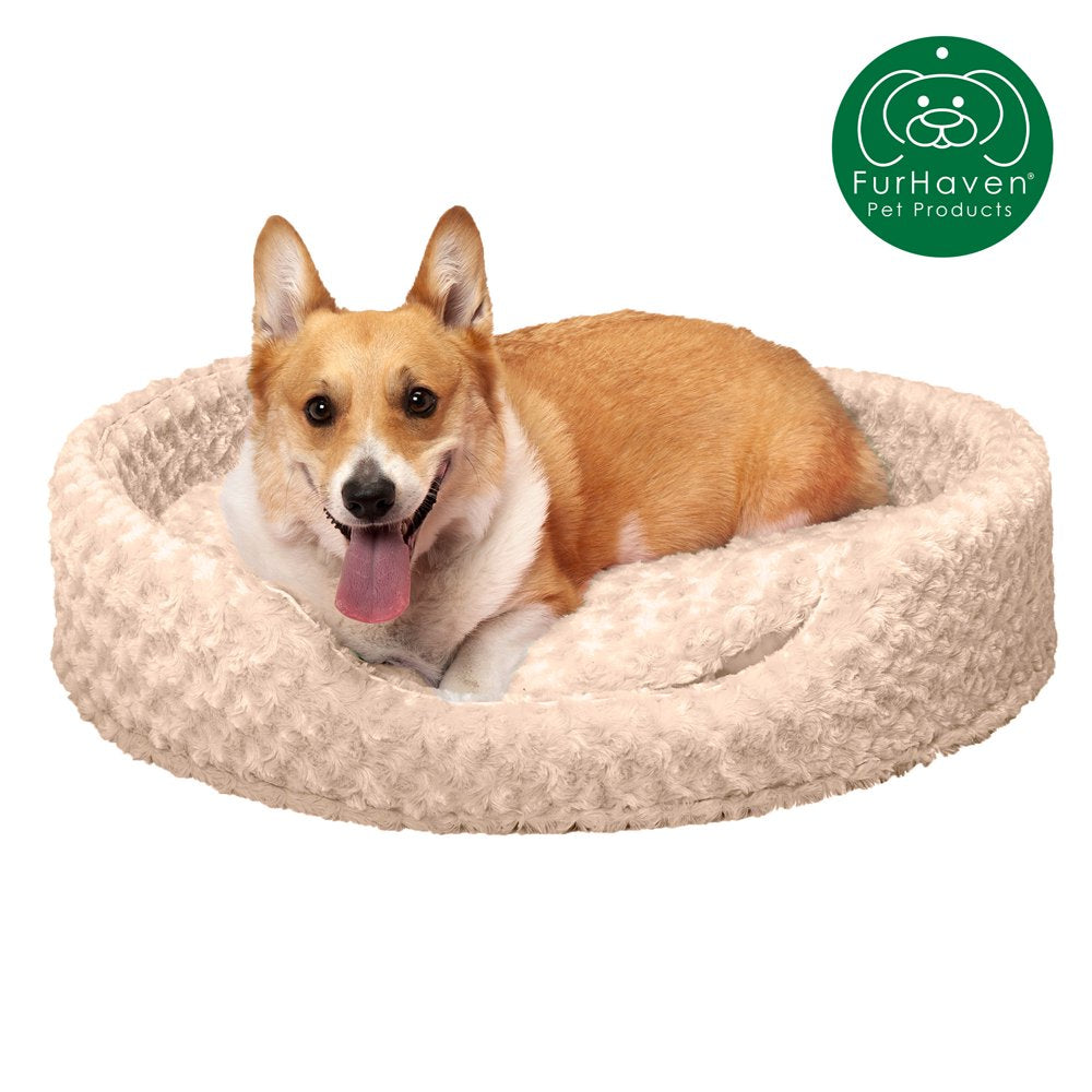 Furhaven | Oval Ultra Plush Pet Bed for Dogs & Cats, Strawberry, Medium Animals & Pet Supplies > Pet Supplies > Cat Supplies > Cat Beds FurHaven Pet XL Cream 