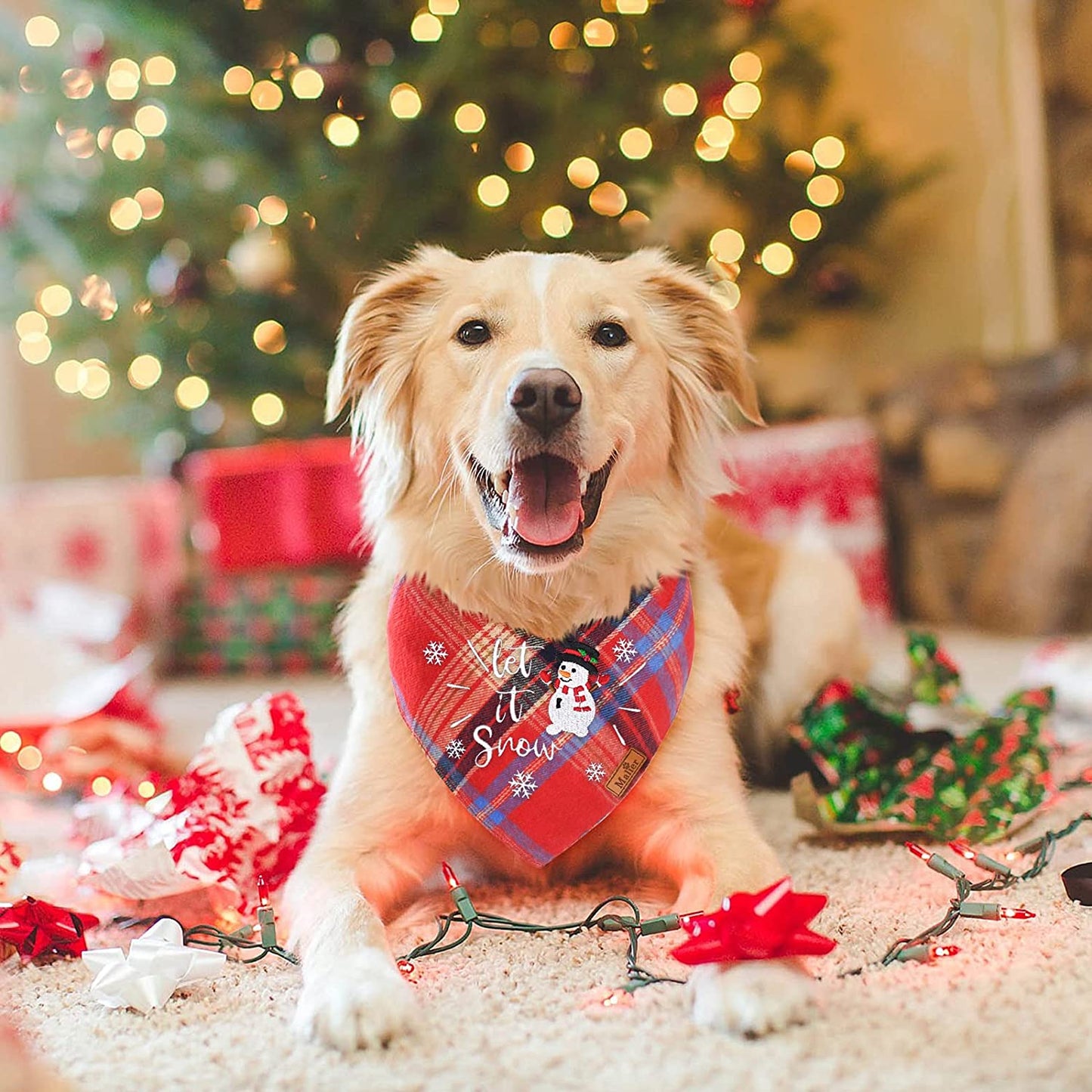 Malier Dog Christmas Bandana Reversible Embroidered Dog Bandana Classic Buffalo Plaid Pet Dog Scarf Multiple Sizes Dog Pet Triangle Bibs Kerchief for Small Medium Large and Extra Large Dogs Cats Pets Animals & Pet Supplies > Pet Supplies > Dog Supplies > Dog Apparel Malier   