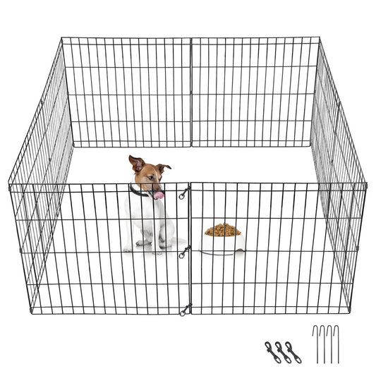 Homgarden 24-Inch Height Pet Playpen 8 Folding Panel Exercise Dog Fence Indoor Outdoor Animals & Pet Supplies > Pet Supplies > Dog Supplies > Dog Kennels & Runs HomGarden 24" H  